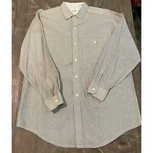 Mens Arrow River Brand Blue White Striped Button-Up Shirt Size L